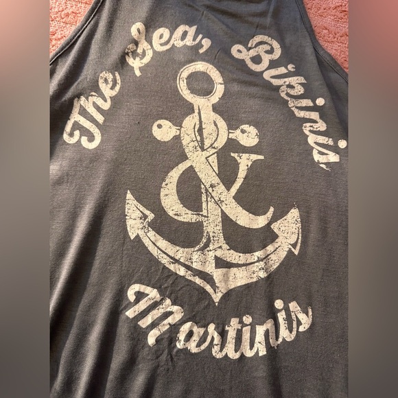 Hippie Chic Woman’s Novelty Boho Beach Boat Tank Top Gray White Size L - Picture 3 of 5